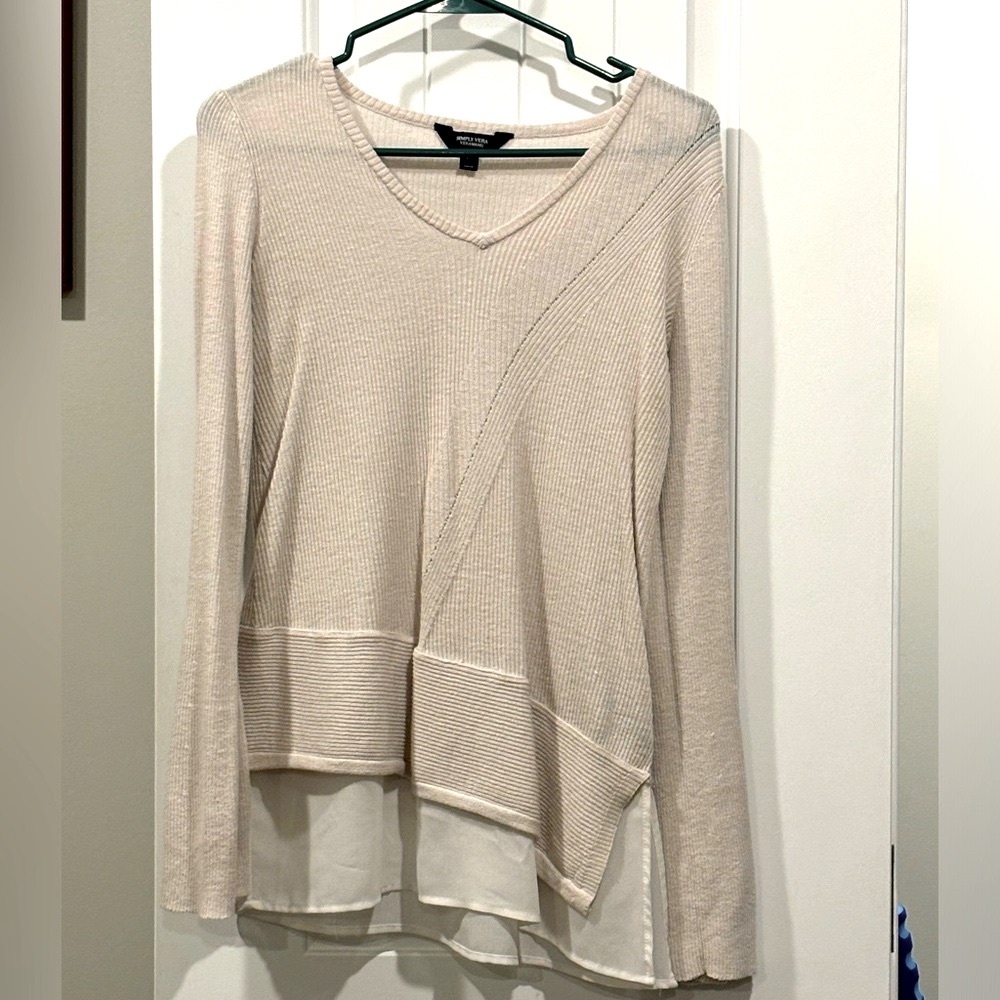 Vera Wang angled flowy sweater with bell sleeves